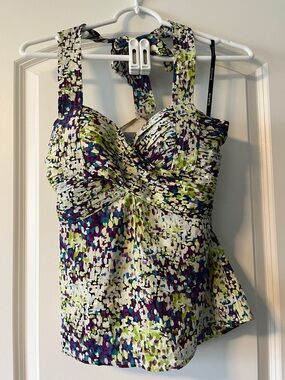 bebe Multi-Color Printed Halter Camisole Top